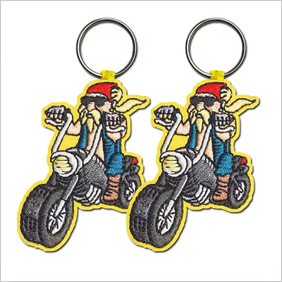 가벼운 사용자 지정 로고 제트 태그 직물 인쇄 embroidered key ring embroidery keychain
