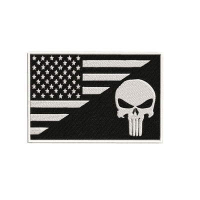 패치 블랙 앤드 화이트 군사 전투 도의 아플리케 위의 미국 국기 머리 철