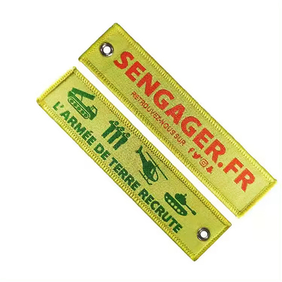 패션 직물 키 체인 패치 빈 양면 embroidered Jet Tag 사용자 지정 borded 키 체인