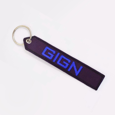 사용자 지정 로고 제트 태그 천 인쇄 embroidered key ring embroidery keychain