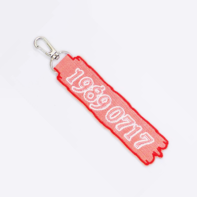 사용자 지정 로고 제트 태그 천 인쇄 embroidered key ring embroidery keychain