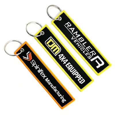 사용자 지정 로고 제트 태그 천 인쇄 embroidered key ring embroidery keychain