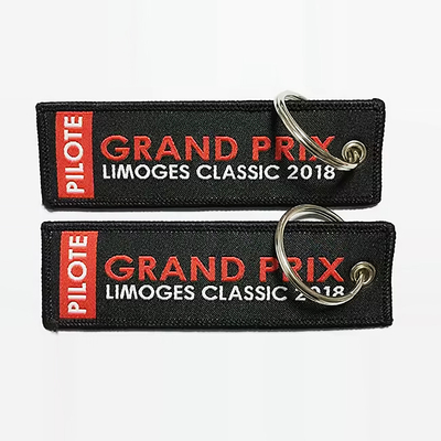 맞춤형 양면 글자 embroidered Keychain Brand Name Logo Jet Tag Key Ring 고품질 embroidered key chai