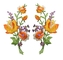 아플리케를하는 패치 2Pcs 오렌지색 장미 꽃 위의 머로드 경계 과장 철